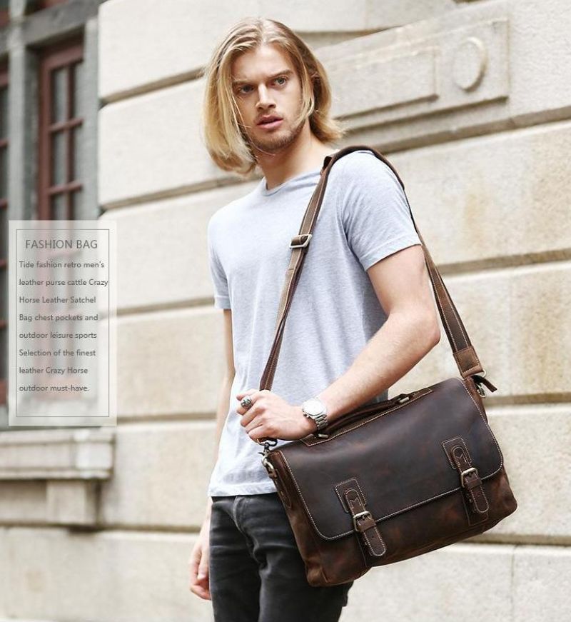 14-zoll-messenger-tasche Aus Echtem Leder