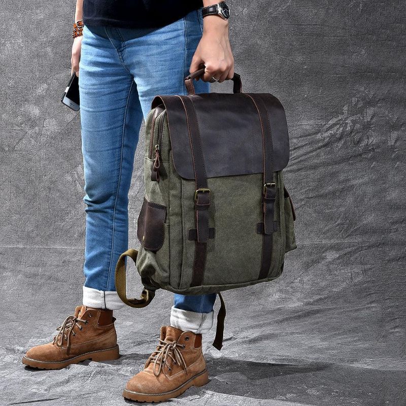 15-zoll-rucksack Aus Canvas Im Vintage-stil