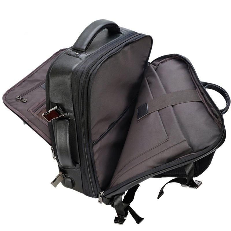 15.6-zoll-laptoprucksack Aus Echtem Leder