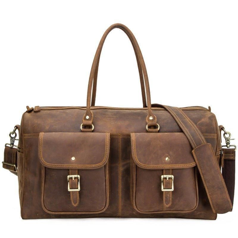 Braune Reisetasche Aus Leder Im Vintage-stil