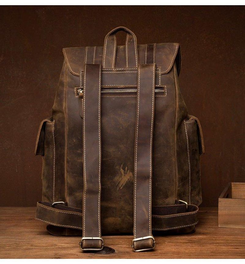 Brauner Lederrucksack Für Laptop 17.3 Zoll