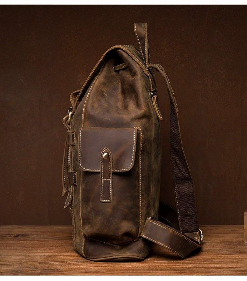 Brauner Lederrucksack Für Laptop 17.3 Zoll