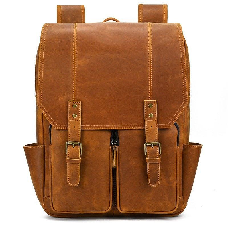 Brauner Lederrucksack Im Vintage-stil Für 17-zoll-laptop