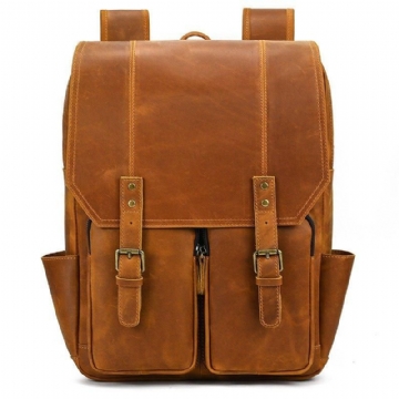 Brauner Lederrucksack Im Vintage-stil Für 17-zoll-laptop