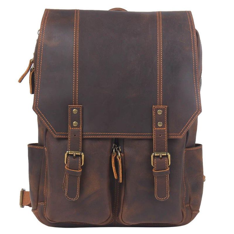 Brauner Lederrucksack Im Vintage-stil Für 17-zoll-laptop