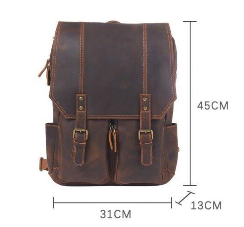 Brauner Lederrucksack Im Vintage-stil Für 17-zoll-laptop