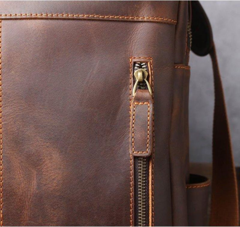 Brauner Lederrucksack Im Vintage-stil Für 17-zoll-laptop