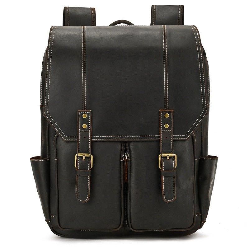 Brauner Lederrucksack Im Vintage-stil Für 17-zoll-laptop