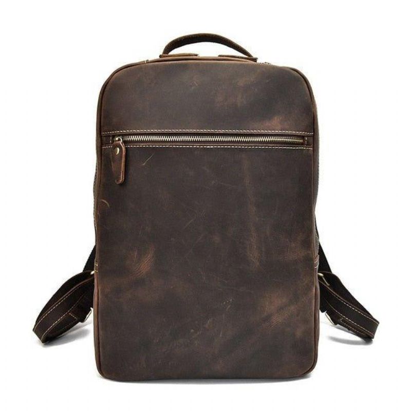 Brauner Lederrucksack Vintage-laptoprucksack