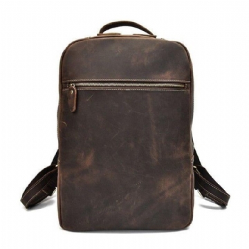 Brauner Lederrucksack Vintage-laptoprucksack