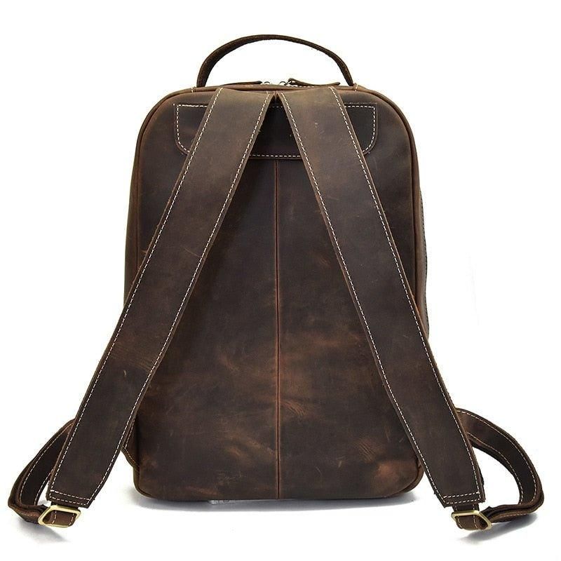 Brauner Lederrucksack Vintage-laptoprucksack