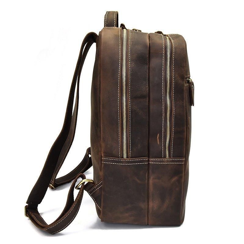 Brauner Lederrucksack Vintage-laptoprucksack