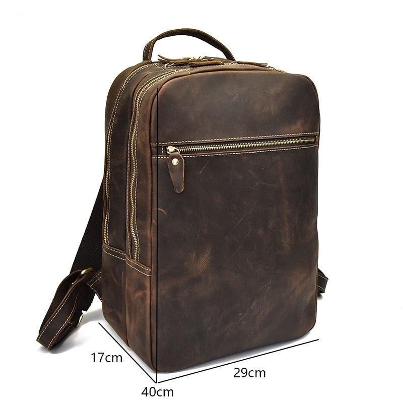 Brauner Lederrucksack Vintage-laptoprucksack