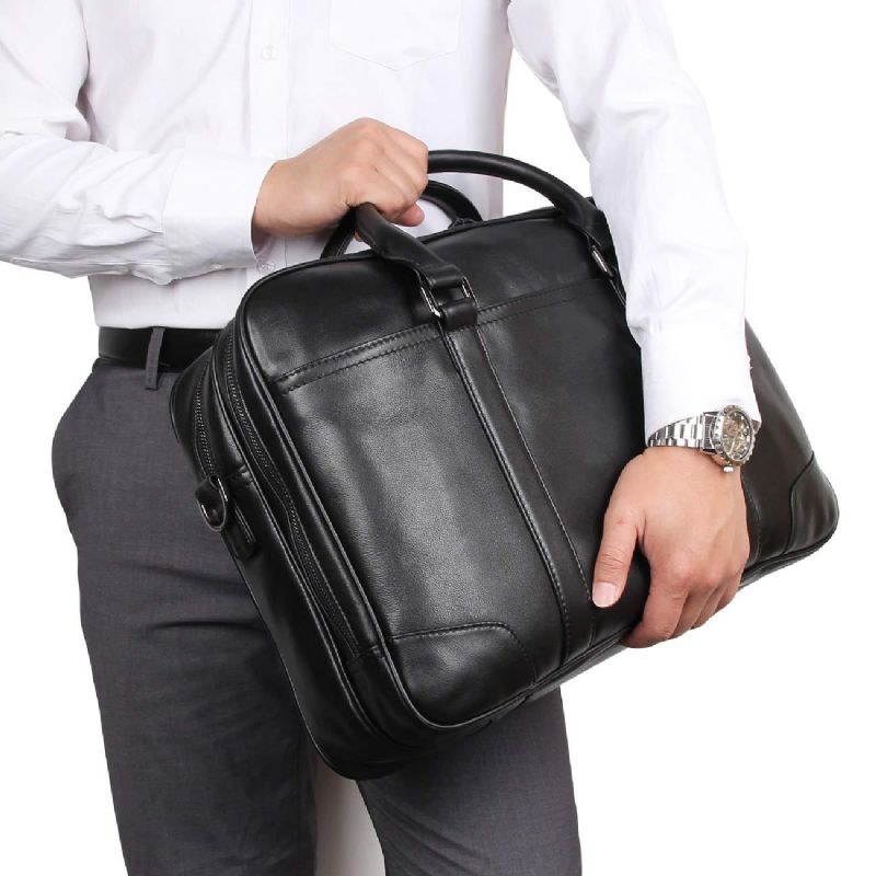 Business-tasche Für Herren Laptop-aktentasche Aus Leder 15.6 Zoll