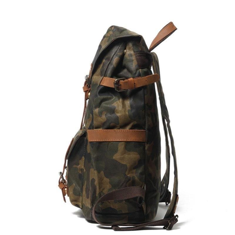 Camouflage-rucksack Aus Gewachstem Canvas Für Die Schule