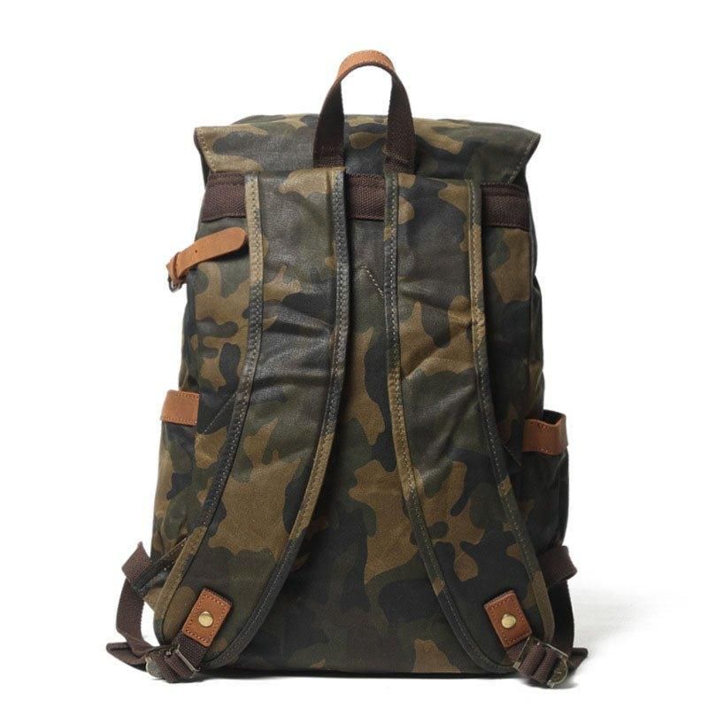 Camouflage-rucksack Aus Gewachstem Canvas Für Die Schule