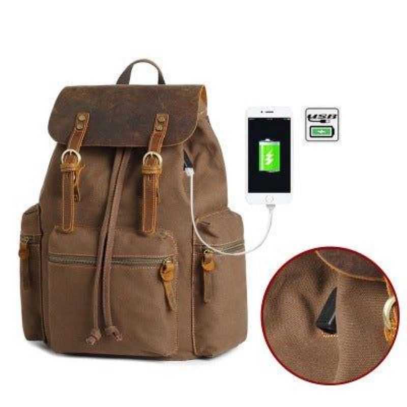 Canvas-rucksack Mit Usb-anschluss