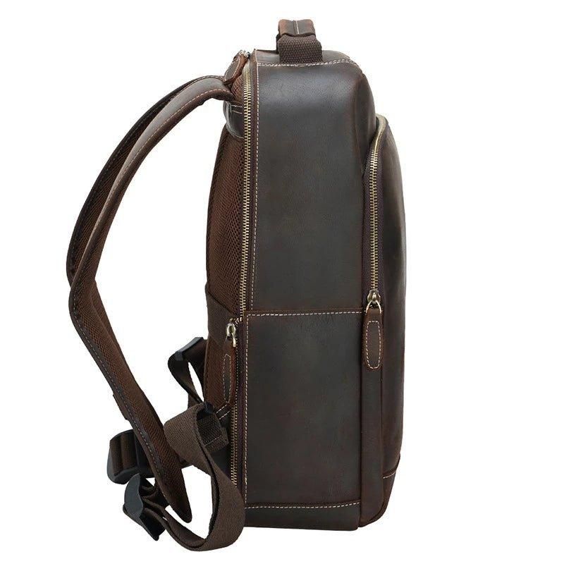 Crazy Horse-laptoprucksack Aus Leder Für Herren