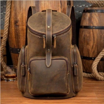 Crazy Horse-rucksack Aus Echtem Leder Für Herren Vintage