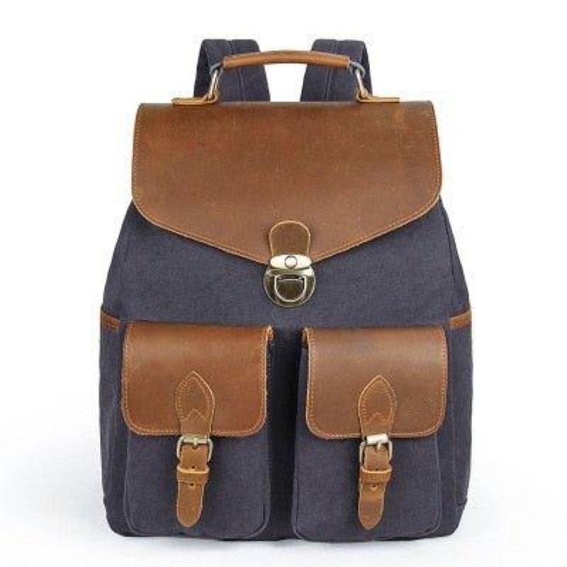 Damen-canvas-lederrucksack 14 Zoll