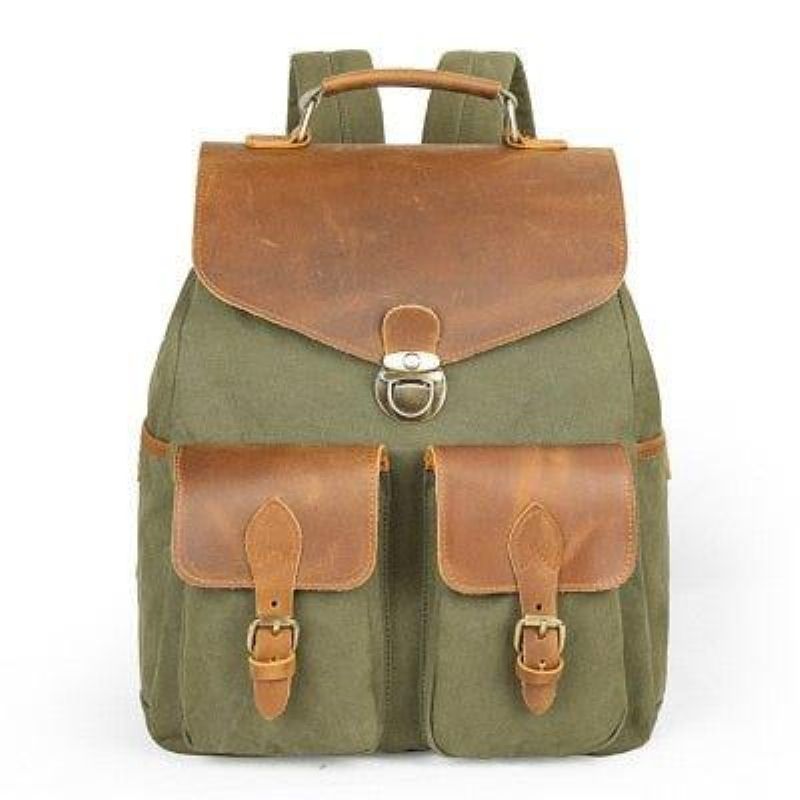 Damen-canvas-lederrucksack 14 Zoll