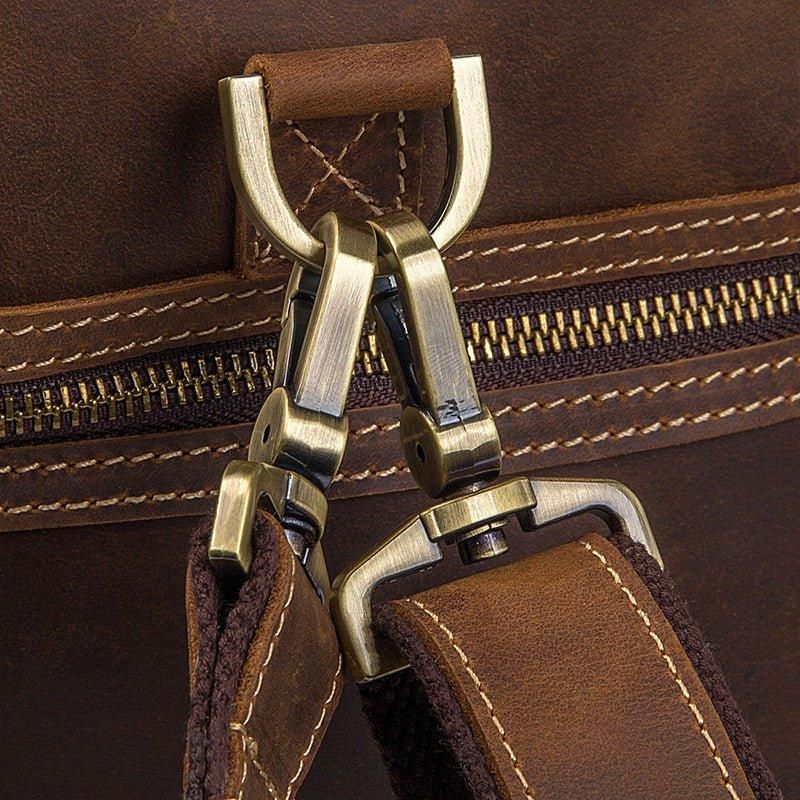 Große Reisetasche Aus Crazy Horse-leder Für Herren Braun