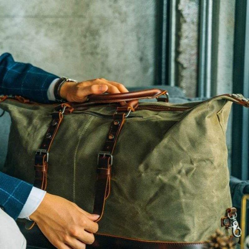 Große Weekender-reisetasche Aus Gewachstem Canvas Für Herren