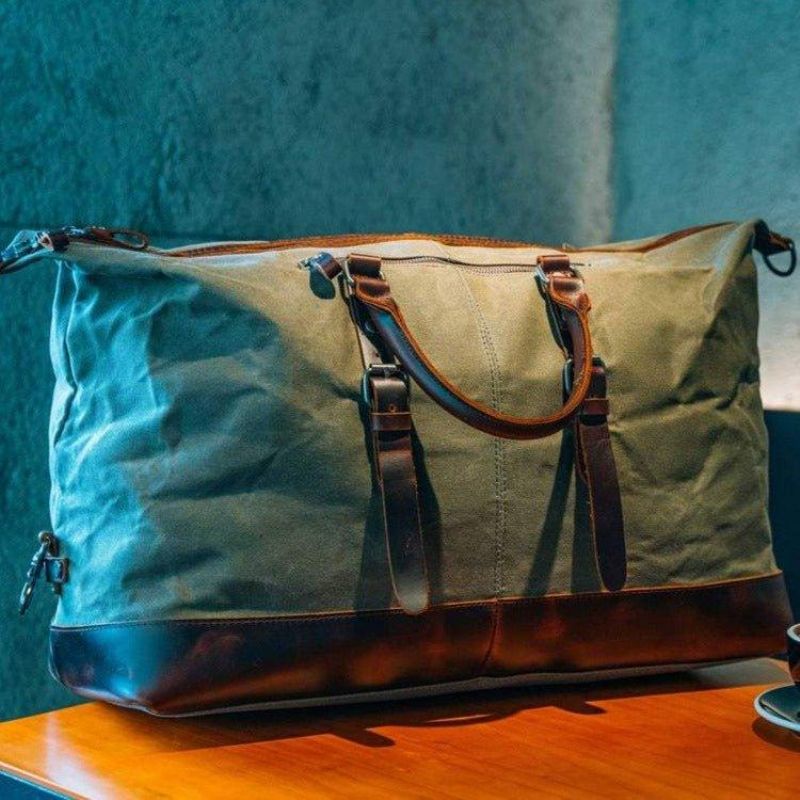 Große Weekender-reisetasche Aus Gewachstem Canvas Für Herren