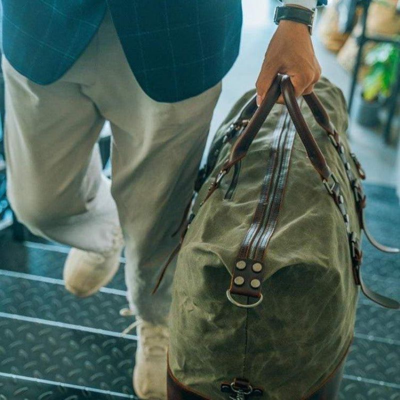 Große Weekender-reisetasche Aus Gewachstem Canvas Für Herren