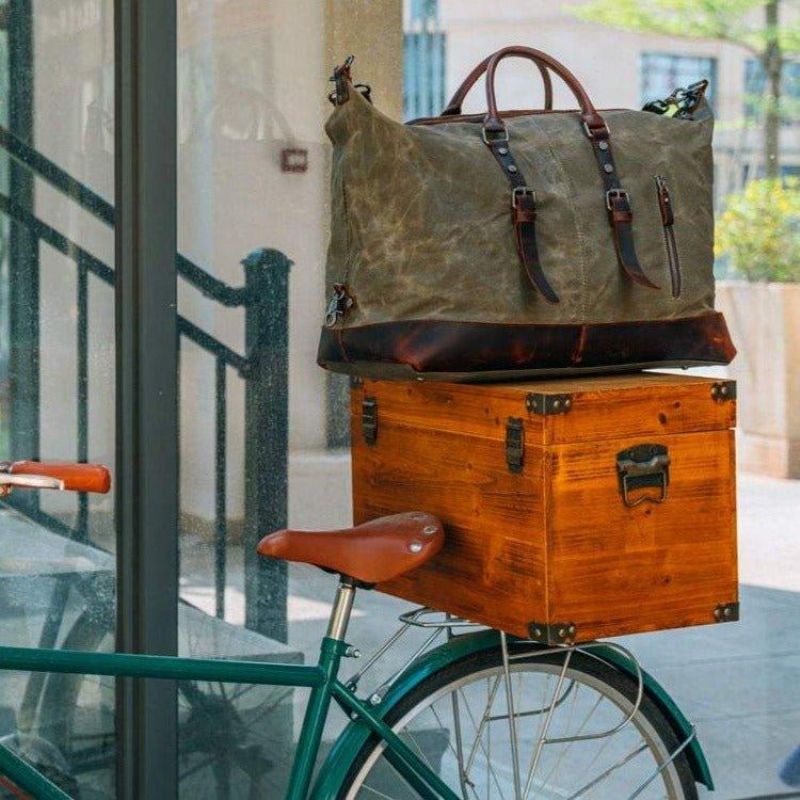 Große Weekender-reisetasche Aus Gewachstem Canvas Für Herren