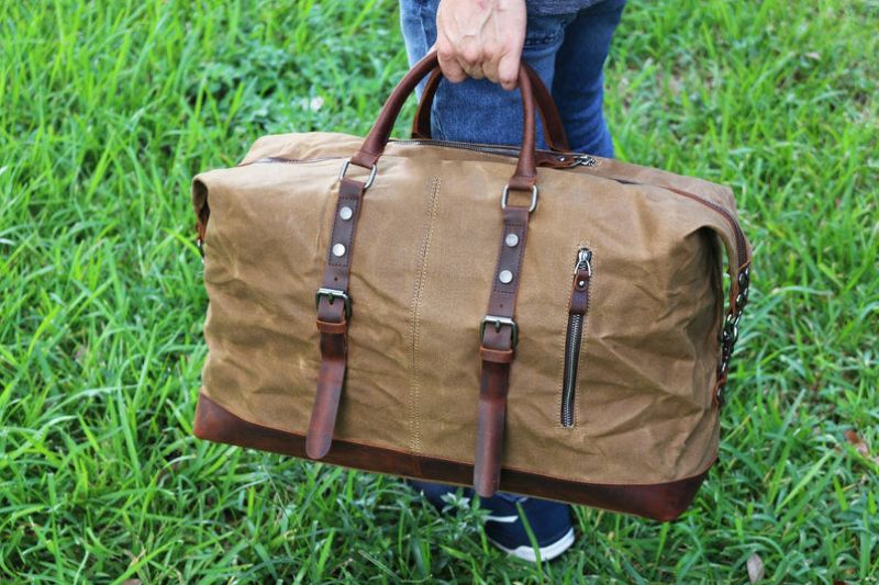 Große Weekender-reisetasche Aus Gewachstem Canvas Für Herren