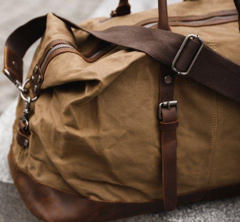 Große Weekender-reisetasche Aus Gewachstem Canvas Für Herren