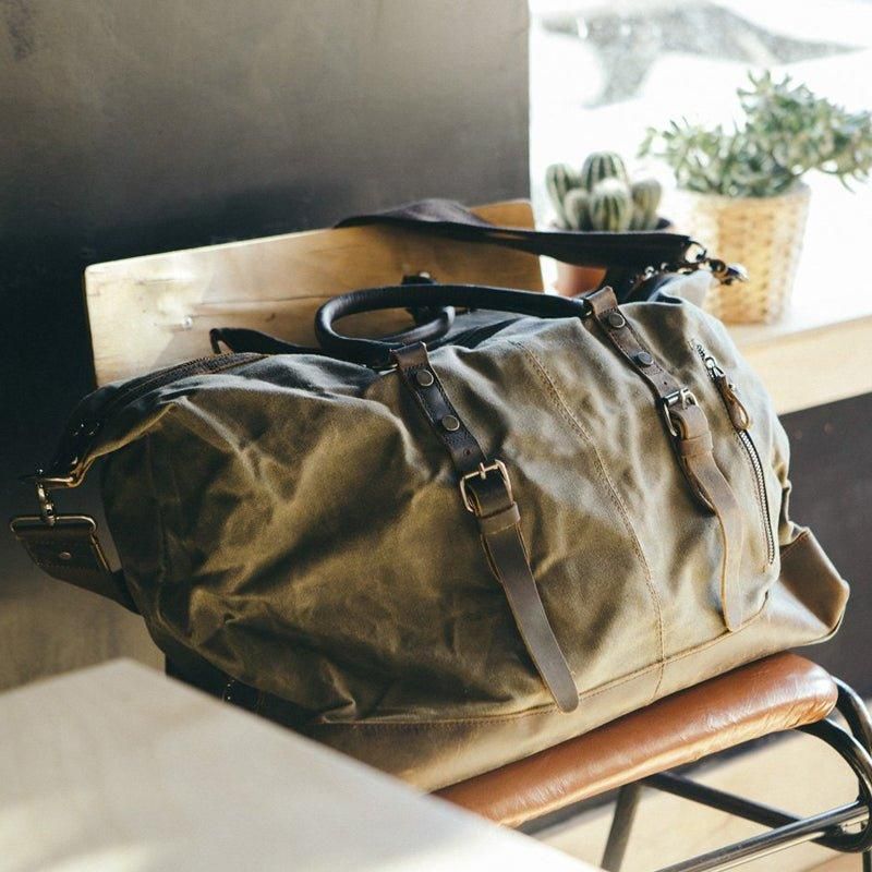 Große Weekender-reisetasche Aus Gewachstem Canvas Für Herren