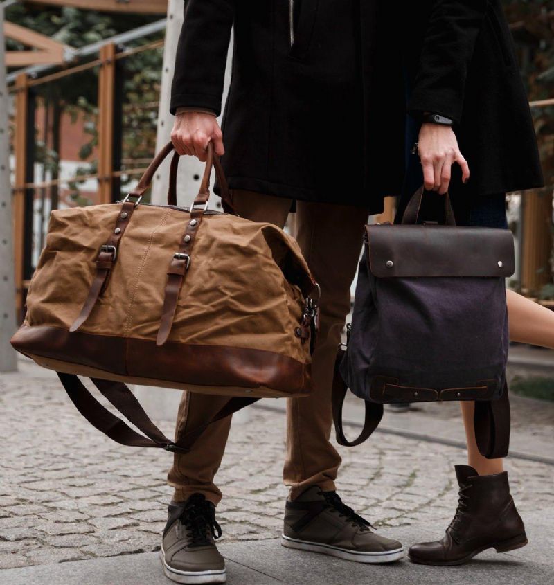 Große Weekender-reisetasche Aus Gewachstem Canvas Für Herren