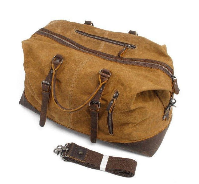 Große Weekender-reisetasche Aus Gewachstem Canvas Für Herren