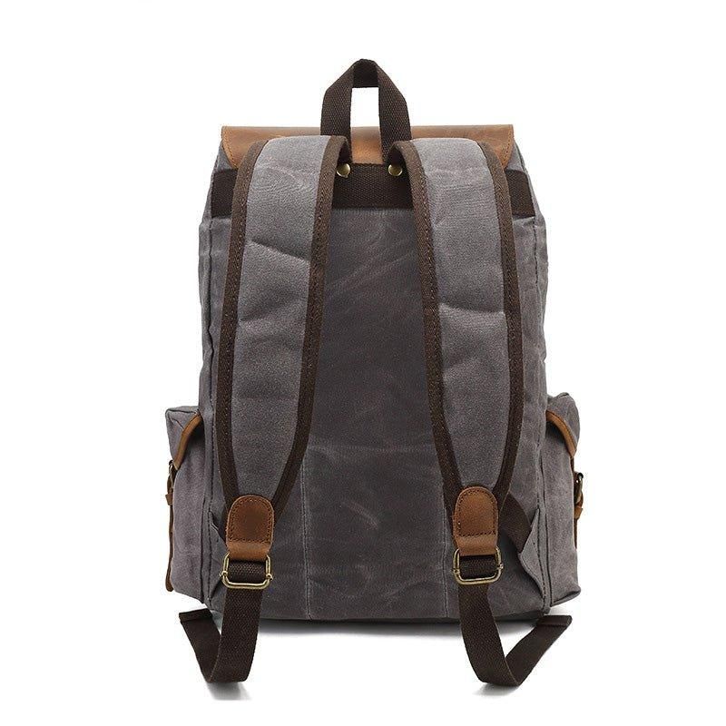 Großer Rucksack Aus Leder Und Canvas