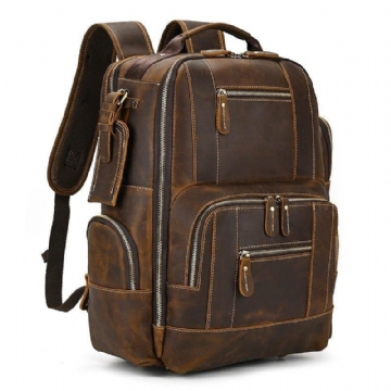 Großer Vintage Herren Lederrucksack Für Reisen