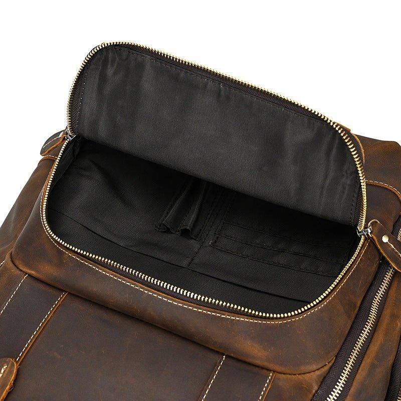 Großer Vintage Herren Lederrucksack Für Reisen