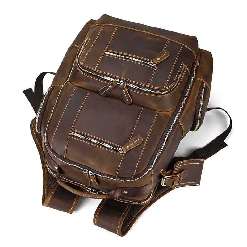 Großer Vintage Herren Lederrucksack Für Reisen