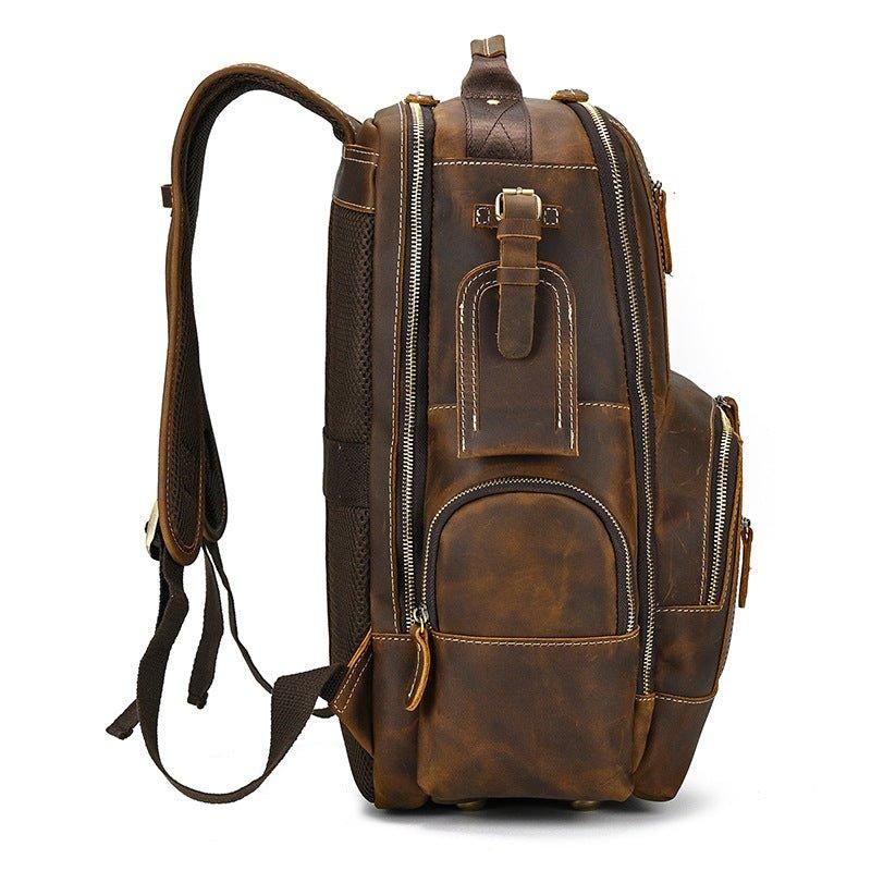 Großer Vintage Herren Lederrucksack Für Reisen