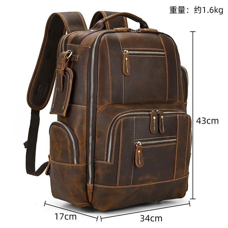 Großer Vintage Herren Lederrucksack Für Reisen