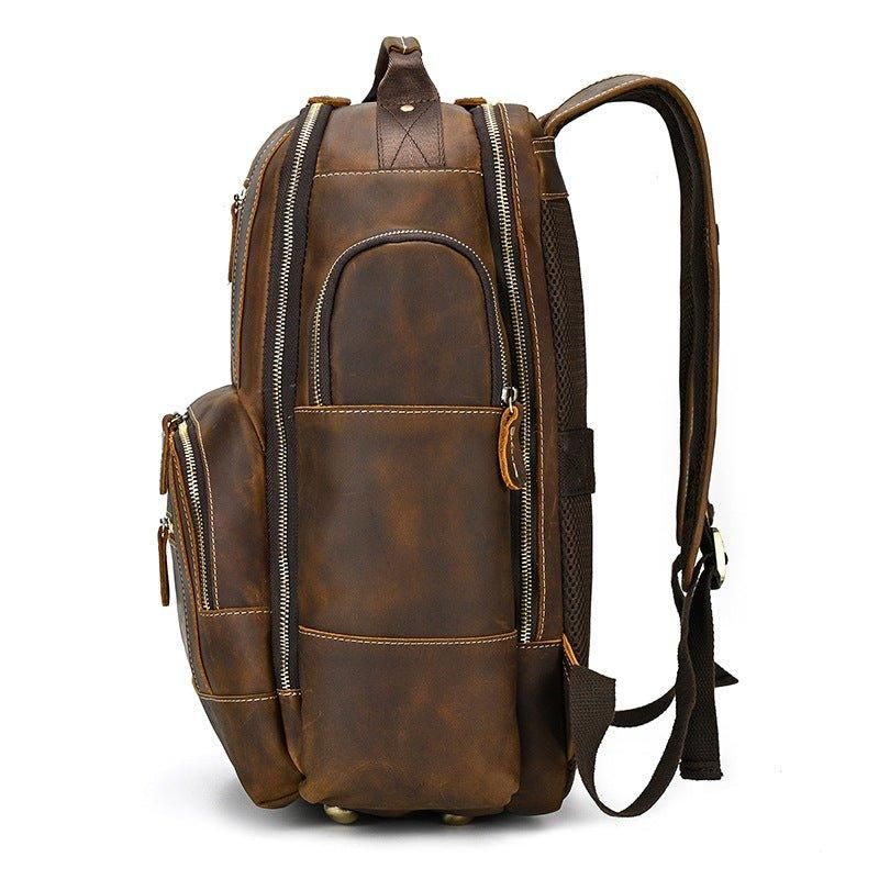 Großer Vintage Herren Lederrucksack Für Reisen