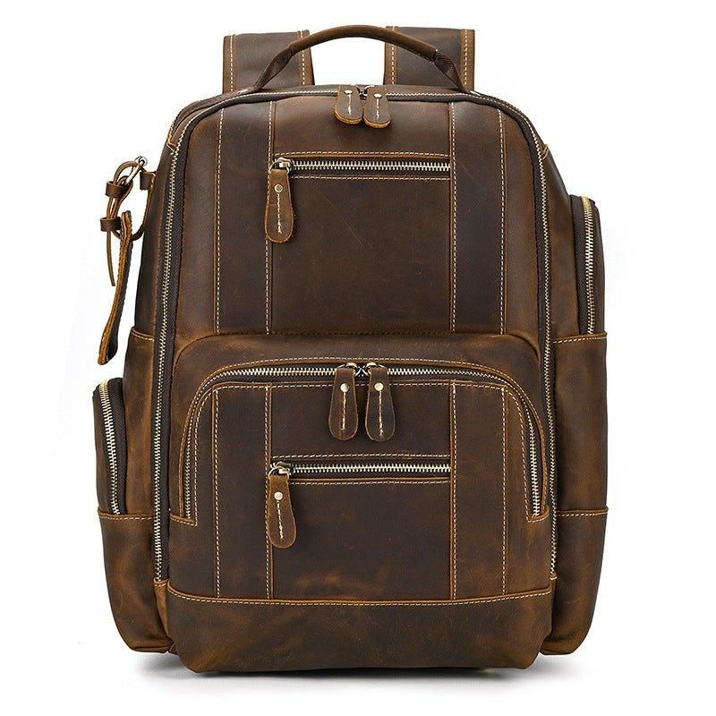 Großer Vintage Herren Lederrucksack Für Reisen