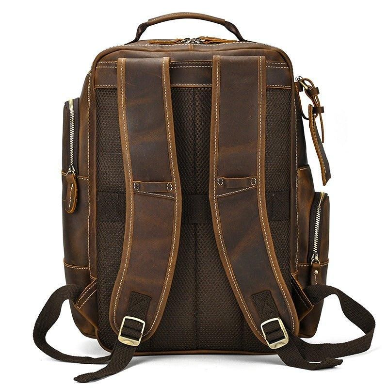 Großer Vintage Herren Lederrucksack Für Reisen