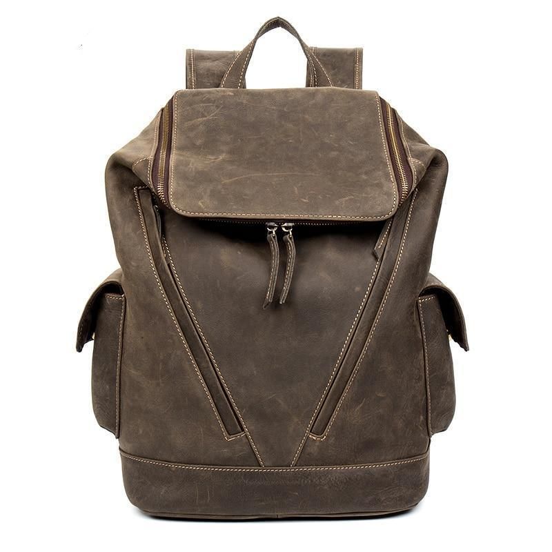 Großer Vintage Lederrucksack Für Herren