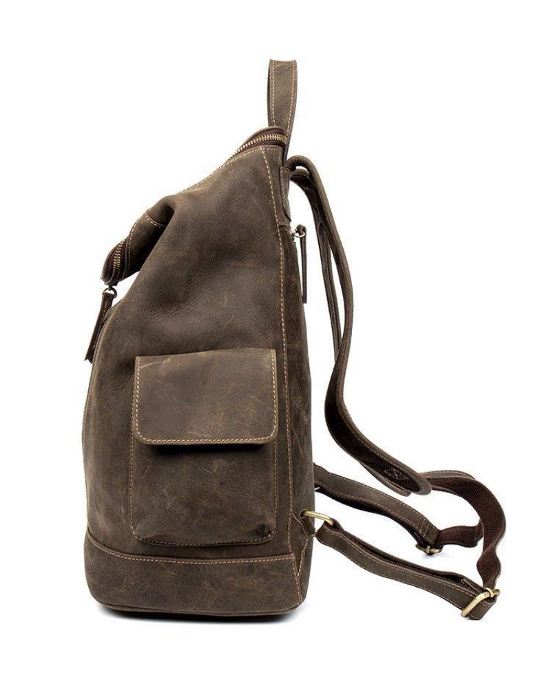 Großer Vintage Lederrucksack Für Herren