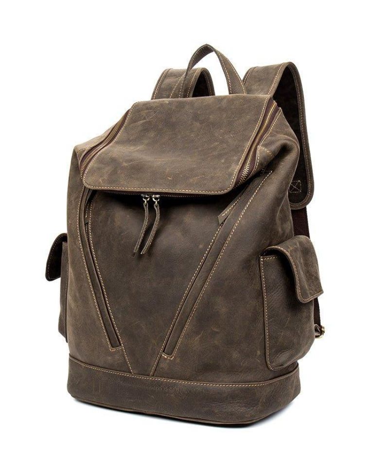 Großer Vintage Lederrucksack Für Herren