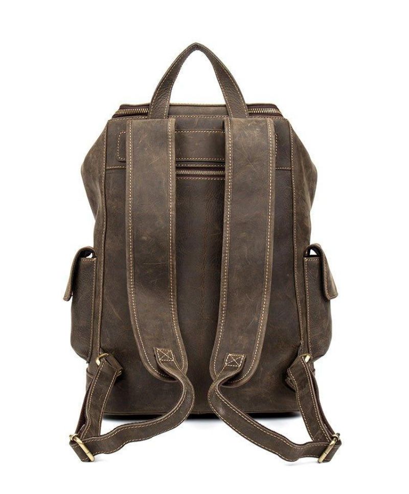 Großer Vintage Lederrucksack Für Herren