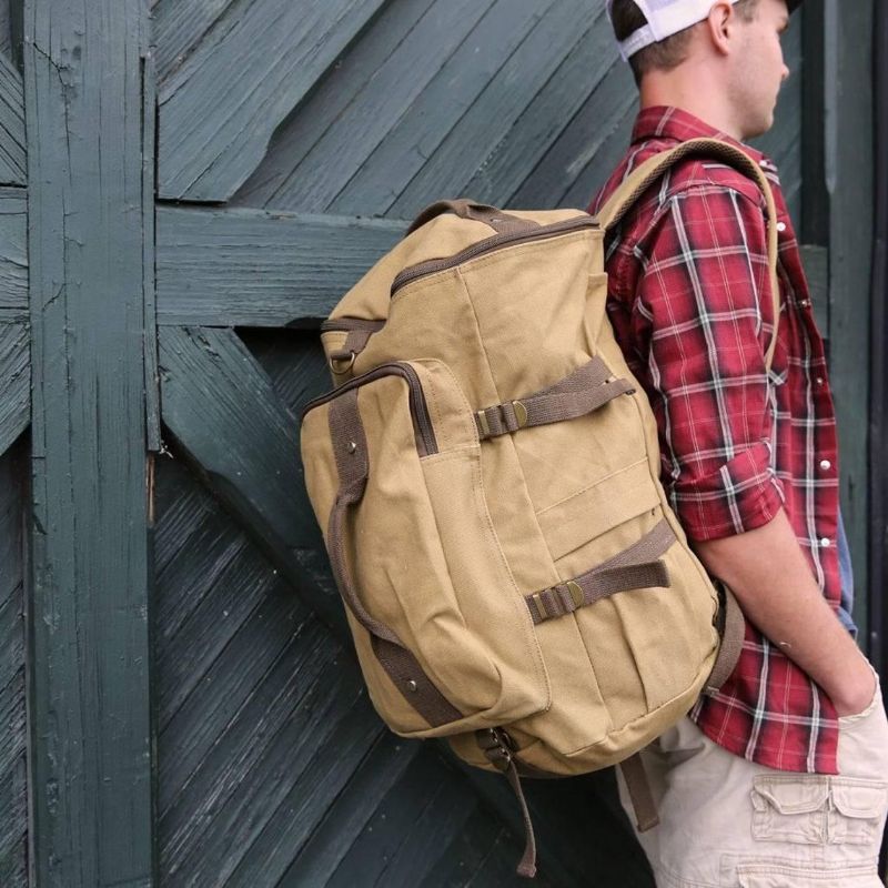 Großer Vintage-rucksack Aus Canvas Für Die Schule