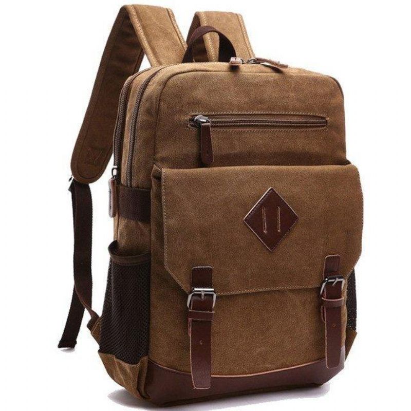 Großer Vintage-rucksack Aus Canvas Für Herren Laptoptasche